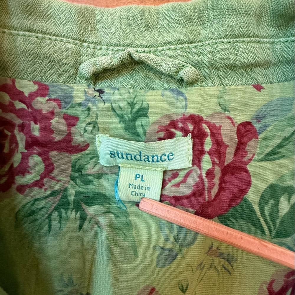 Sundance Oaklee Linen Double Breasted Blazer Green Tea Size Large Petite - Picture 8 of 12